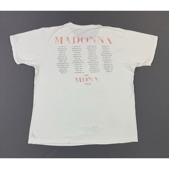 Vintage Y2K Madonna MDNA Tour 2012 White Pop Music Concert Faded White XL Rare - Picture 2 of 16